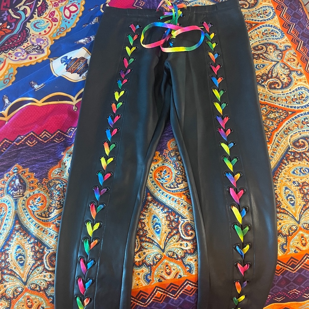 Laced soft leather leggings current mood